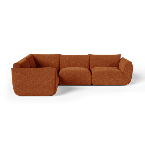 Canapé d'angle gauche modulable 5-6 places NOOMA velours chenillé terracotta