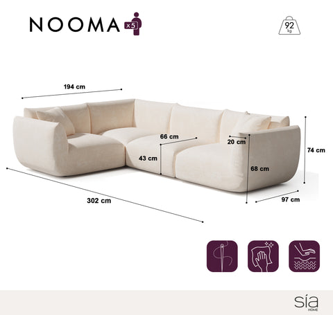 Canapé d'angle gauche modulable 5-6 places NOOMA velours chenillé terracotta