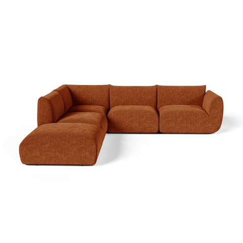 Canapé grand angle gauche modulable 7 places NOOMA velours chenillé terracotta