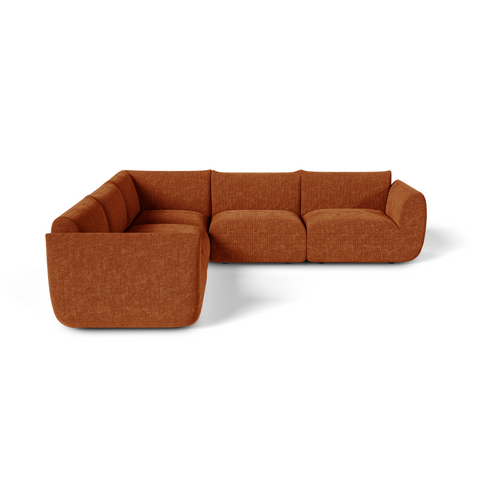 Canapé d'angle panoramique modulable 7-8 places NOOMA velours chenillé terracotta