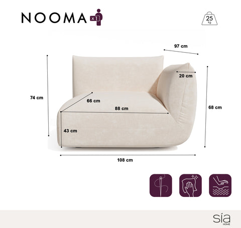 Module d'angle droit NOOMA velours chenillé