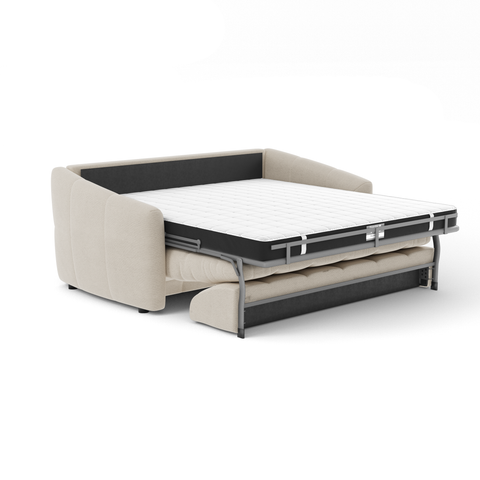 Canapé convertible express NORA Tissu tramé - Matelas Dunlopillo 160cm