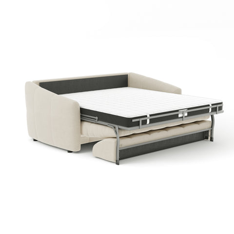 Canapé convertible express NORA Tissu tramé - Matelas Dunlopillo 140cm