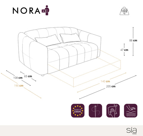 Canapé convertible express NORA Tissu tramé - Matelas Dunlopillo 140cm
