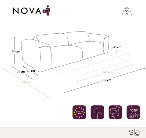 Canapé convertible express matelas Dunlopillo 140cm NOVA Velours tramé