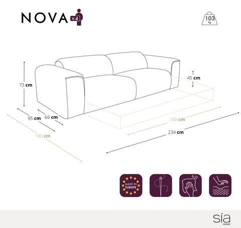 Canapé convertible express matelas Dunlopillo 160cm NOVA Velours à motifs