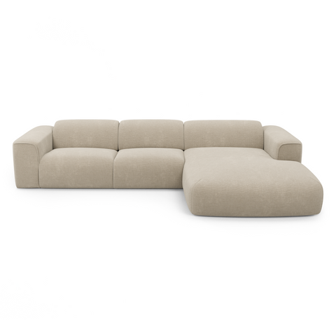 Canapé d'angle droit convertible express matelas Dunlopillo 140cm NOVA Velours à motifs
