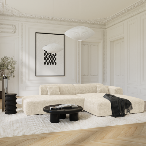 Canapé angle droit ouvert NOVA velours à motifs