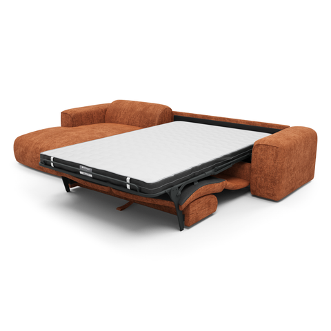 Canapé d'angle gauche convertible express matelas Dunlopillo 140cm NOVA Velours tramé