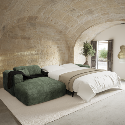 Canapé d'angle gauche convertible express matelas Dunlopillo 140cm NOVA Velours tramé