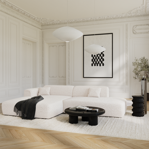Canapé angle gauche ouvert NOVA tissu bouclette