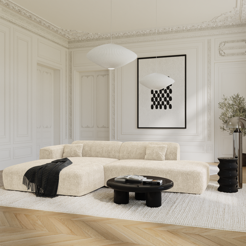 Canapé angle gauche ouvert NOVA velours à motifs