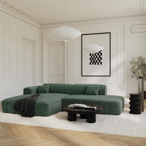 Canapé angle gauche ouvert NOVA velours à motifs