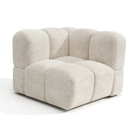 Module d'angle réversible NUBI velours texturé crème