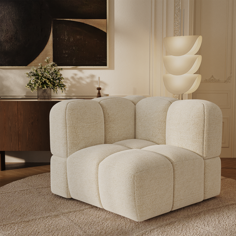 Module d'angle réversible NUBI velours texturé crème