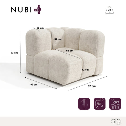 Module d'angle réversible NUBI velours texturé crème