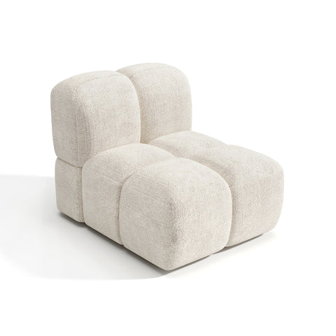 Fauteuil NUBI velours texturé crème