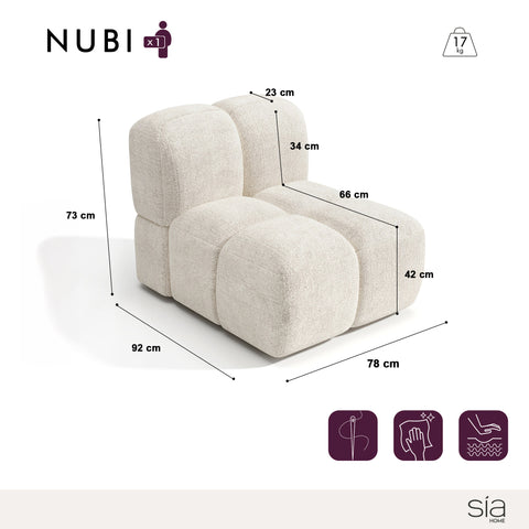 Fauteuil NUBI velours texturé crème