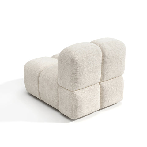 Fauteuil NUBI velours texturé crème