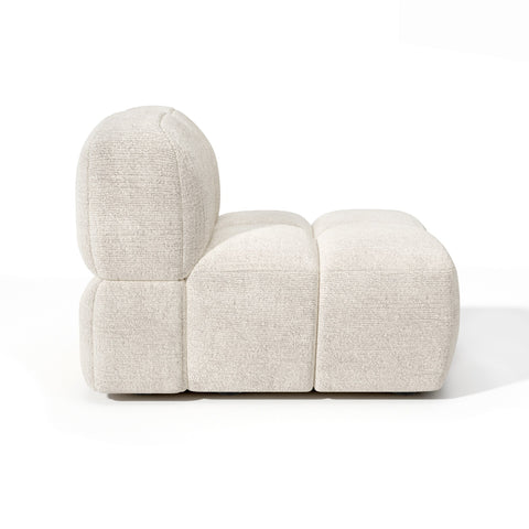 Fauteuil NUBI velours texturé crème