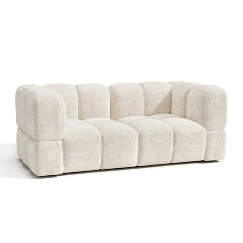 Canapé modulable 3 places NUBI velours texturé crème