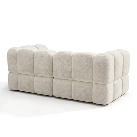Canapé modulable 3 places NUBI velours texturé crème
