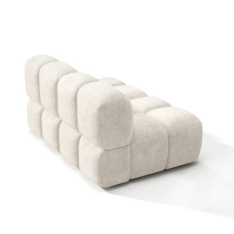Canapé modulable 3 places NUBI velours texturé crème
