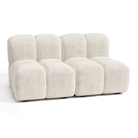 Canapé modulable 3 places NUBI velours texturé crème