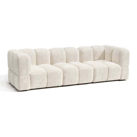 Canapé modulable 4-5 places NUBI velours texturé crème