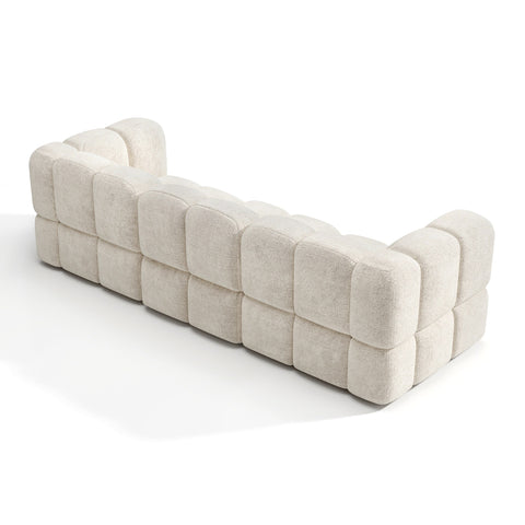 Canapé modulable 4-5 places NUBI velours texturé crème
