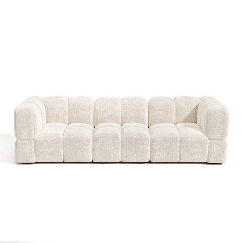 Canapé modulable 4-5 places NUBI velours texturé crème