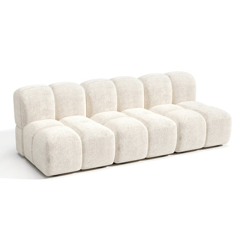 Canapé modulable 4-5 places NUBI velours texturé crème