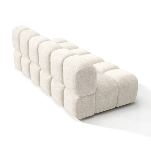 Canapé modulable 4-5 places NUBI velours texturé crème