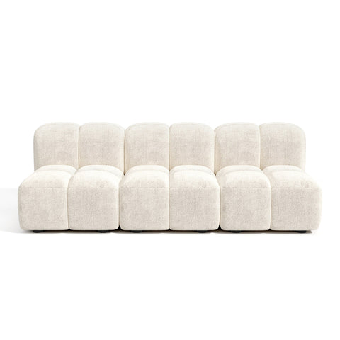 Canapé modulable 4-5 places NUBI velours texturé crème
