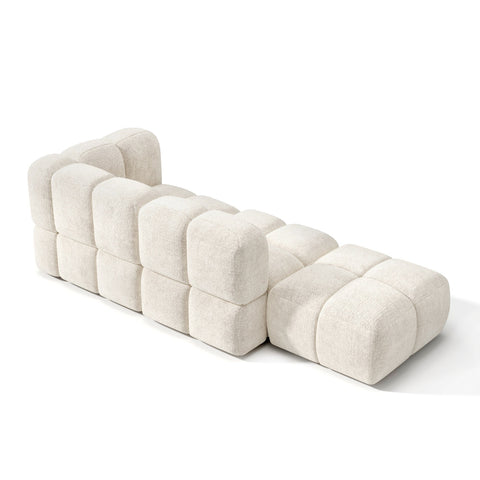Canapé modulable 4-5 places droit NUBI velours texturé crème