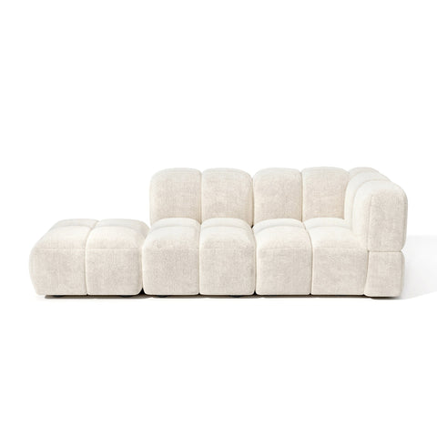 Canapé modulable 4-5 places droit NUBI velours texturé crème