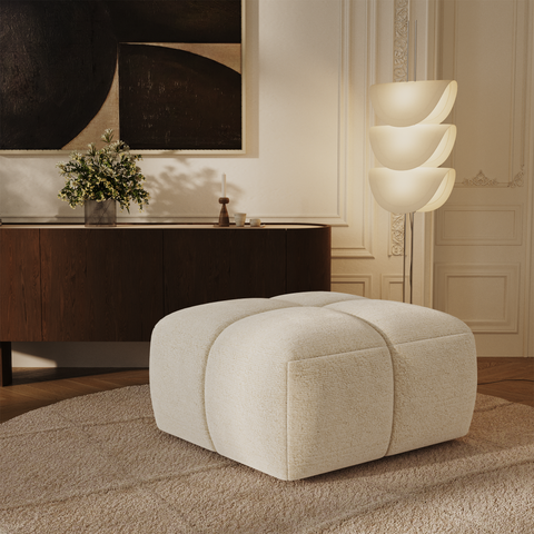 Pouf NUBI velours texturé crème