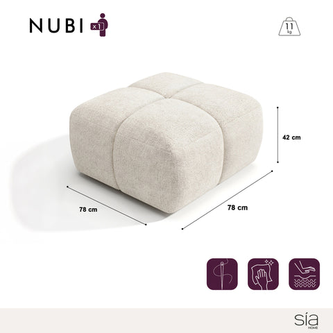 Pouf NUBI velours texturé crème