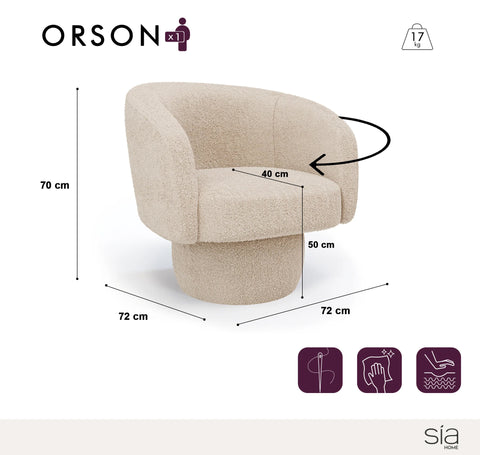 Fauteuil pivotant ORSON Tissu bouclette