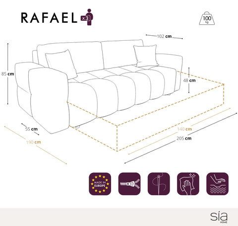 Canapé convertible express matelas 140cm RAFAEL Tissu tramé