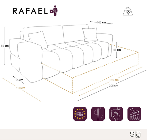 Canapé convertible express matelas 140cm RAFAEL Velours