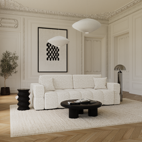 Canapé convertible express matelas 160cm RAFAEL Tissu bouclette