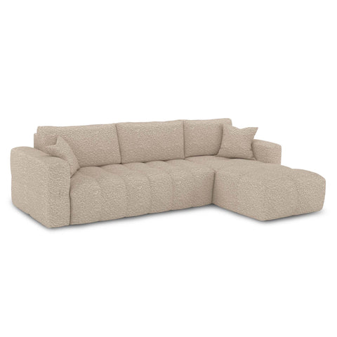 Canapé d'angle droit convertible express matelas Dunlopillo 140cm RAFAEL tissu bouclette