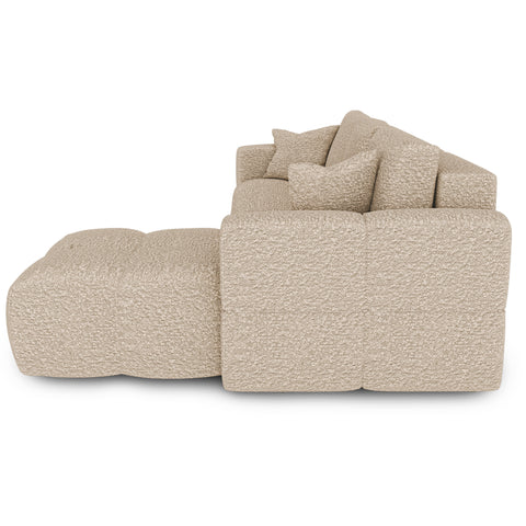 Canapé d'angle droit convertible express matelas Dunlopillo 140cm RAFAEL tissu bouclette