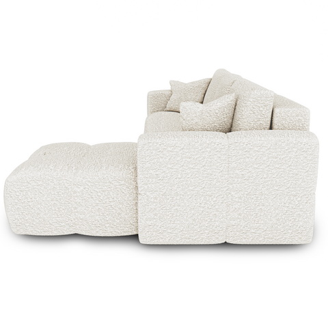 Canapé d'angle droit convertible express matelas Dunlopillo 140cm RAFAEL tissu bouclette