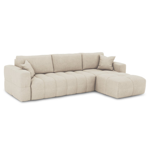 Canapé d'angle droit convertible express matelas Dunlopillo 140cm RAFAEL tissu tramé
