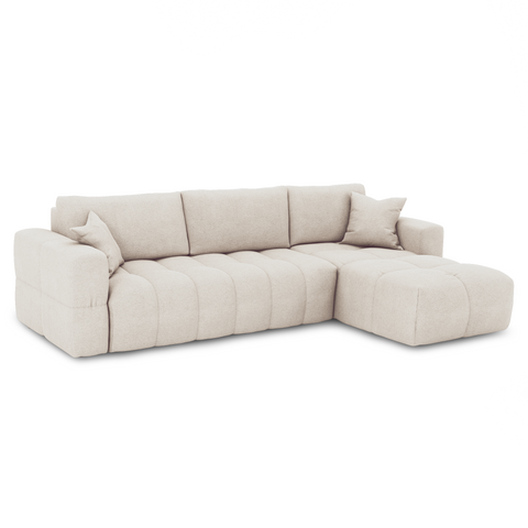 Canapé d'angle droit convertible express matelas Dunlopillo 140cm RAFAEL tissu tramé