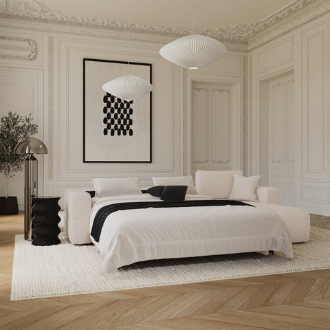 Canapé d'angle droit convertible express matelas Dunlopillo 140cm RAFAEL tissu tramé