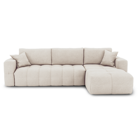 Canapé d'angle droit convertible express matelas Dunlopillo 140cm RAFAEL tissu tramé