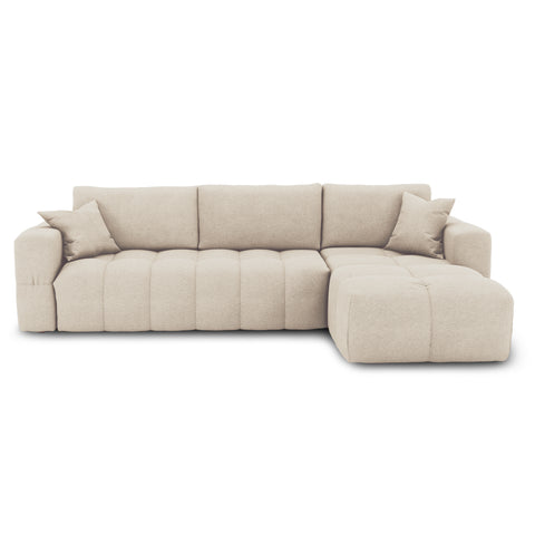 Canapé d'angle droit convertible express matelas Dunlopillo 140cm RAFAEL tissu tramé